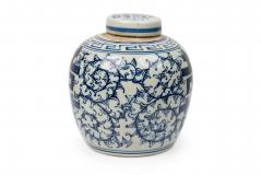 Pair of Chinese Blue White Porcelain Covered Jars with Floral Decoration - 4407974