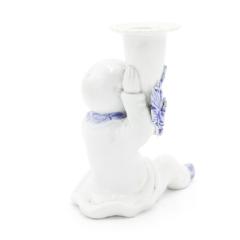 Pair of Chinese Blue and White Porcelain Figural Candlesticks - 4669193