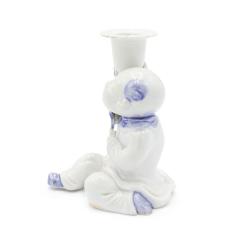 Pair of Chinese Blue and White Porcelain Figural Candlesticks - 4669194