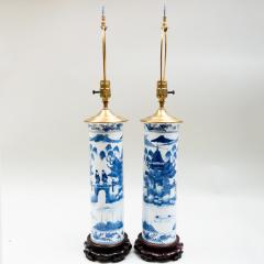 Pair of Chinese Blue and White Porcelain Lamps - 3071422