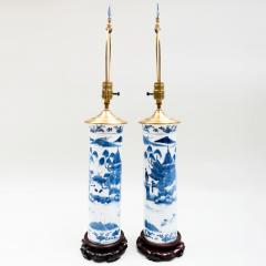 Pair of Chinese Blue and White Porcelain Lamps - 3071441