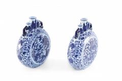 Pair of Chinese Blue and White Porcelain Moon Flask Vases - 4198518