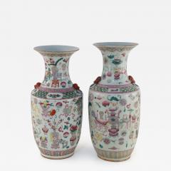 Pair of Chinese Bogu Pattern Lobed Porcelain Vases - 4260603