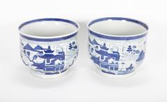 Pair of Chinese Canton Blue White Cachepots - 2113455