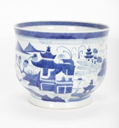 Pair of Chinese Canton Blue White Cachepots - 2113456