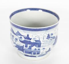 Pair of Chinese Canton Blue White Cachepots - 2113457