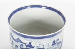 Pair of Chinese Canton Blue White Cachepots - 2113458