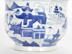 Pair of Chinese Canton Blue White Cachepots - 2113459