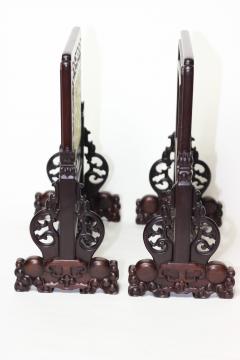 Pair of Chinese Carved Celadon Jade Table Screens China c 1920 1930s - 2318007