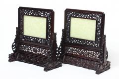 Pair of Chinese Carved Celadon Jade Table Screens China c 1920 1930s - 2318009