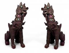 Pair of Chinese Carved Foo Dogs - 4407777
