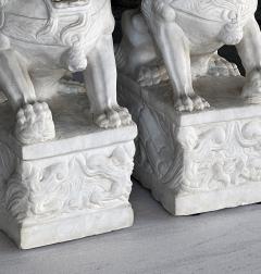 Pair of Chinese Carved Marble Foo Dogs Lions - 3882284