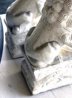 Pair of Chinese Carved Marble Foo Dogs Lions - 3882286