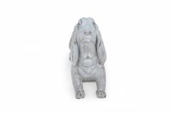 Pair of Chinese Carved Whitewashed Wooden Dog Statues - 4408693
