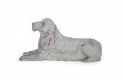 Pair of Chinese Carved Whitewashed Wooden Dog Statues - 4408695