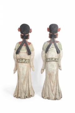 Pair of Chinese Carved Wood Civil Officer Statues - 4520084