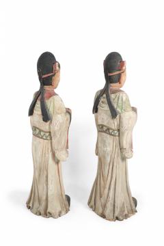 Pair of Chinese Carved Wood Civil Officer Statues - 4520088