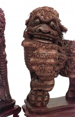 Pair of Chinese Carved Wood Foo Dogs - 4322658