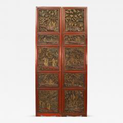 Pair of Chinese Carved and Lacquered Door Panels - 4631178