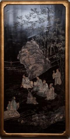 Pair of Chinese Carved and Painted Lacquer Panels - 3228472