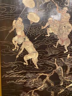 Pair of Chinese Carved and Painted Lacquer Panels - 3228489