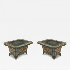 Pair of Chinese Cloisonne Pots with Stands - 4332478