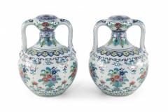 Pair of Chinese Doucai Double Ear Porcelain Vases - 4198675