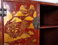 Pair of Chinese Export Bronze Mounted Red Lacquer and Parcel Gilt Cabinets - 921635