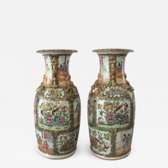 Pair of Chinese Export Rose Medallion Tall Vases - 781073