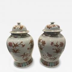 Pair of Chinese Famille Vert urns 19c - 4362374