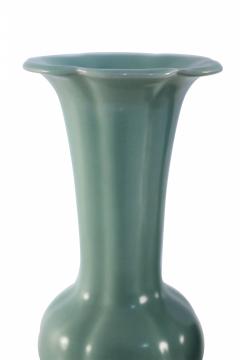 Pair of Chinese Fluted and Scalloped Celadon Porcelain Vases - 4408665