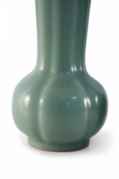 Pair of Chinese Fluted and Scalloped Celadon Porcelain Vases - 4408666