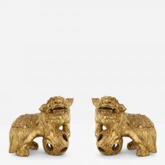 Pair of Chinese Gilt Foo Dogs - 4522908