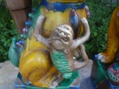 Pair of Chinese Glazed Terracotta Foo Dogs - 3806645