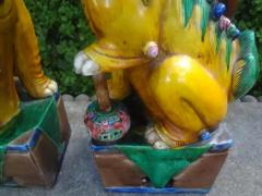 Pair of Chinese Glazed Terracotta Foo Dogs - 3806646