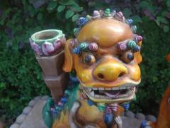 Pair of Chinese Glazed Terracotta Foo Dogs - 3806648