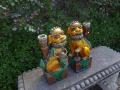 Pair of Chinese Glazed Terracotta Foo Dogs - 3806690