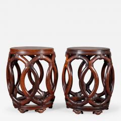 Pair of Chinese Hardwood Garden Seats - 328360