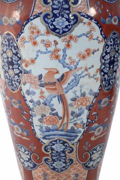 Pair of Chinese Imari Style Monumental Lidded Porcelain Urns - 4408586
