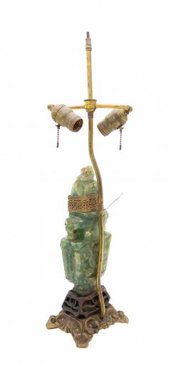 Pair of Chinese Jade colored Hardstone Lamps - 4171065