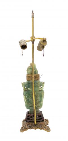 Pair of Chinese Jade colored Hardstone Lamps - 4171066