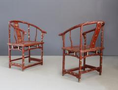 Pair of Chinese Laquared Red Wood and Gold Laquared of 18th - 1127034