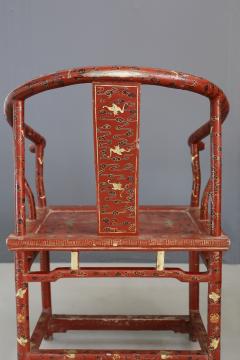 Pair of Chinese Laquared Red Wood and Gold Laquared of 18th - 1127038