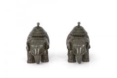 Pair of Chinese Lidded Porcelain Elephant Figurines - 4519829