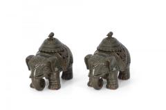 Pair of Chinese Lidded Porcelain Elephant Figurines - 4519830