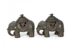 Pair of Chinese Lidded Porcelain Elephant Figurines - 4519831