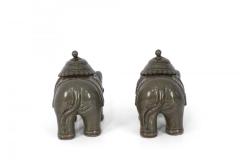 Pair of Chinese Lidded Porcelain Elephant Figurines - 4519833