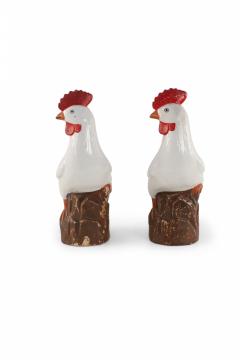 Pair of Chinese Mid Century White Porcelain Chickens - 4408498
