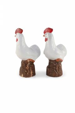 Pair of Chinese Mid Century White Porcelain Chickens - 4408499