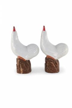 Pair of Chinese Mid Century White Porcelain Chickens - 4408500
